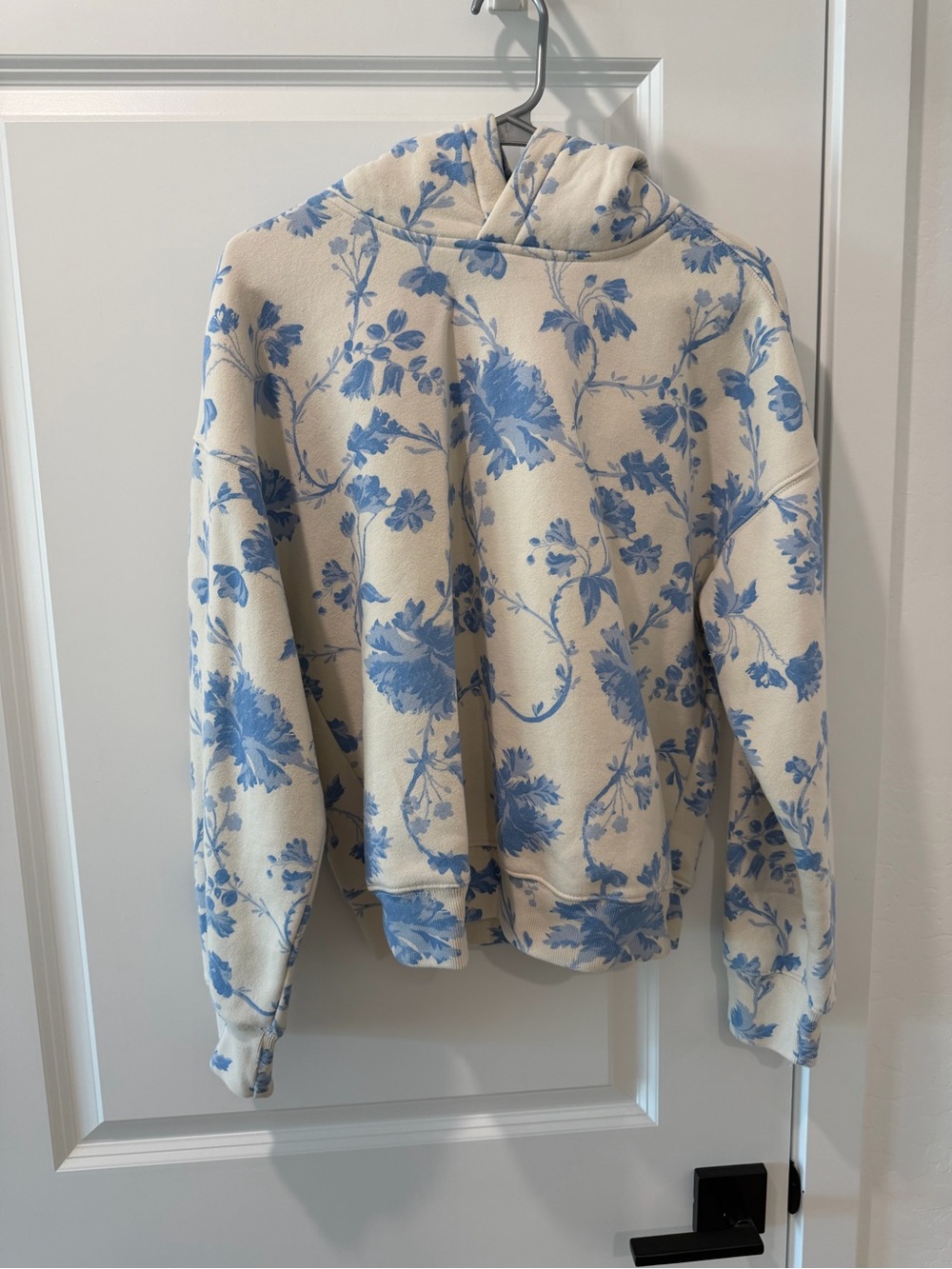 Abercrombie Print Hoodie Sweatshirt - Cream & Blue